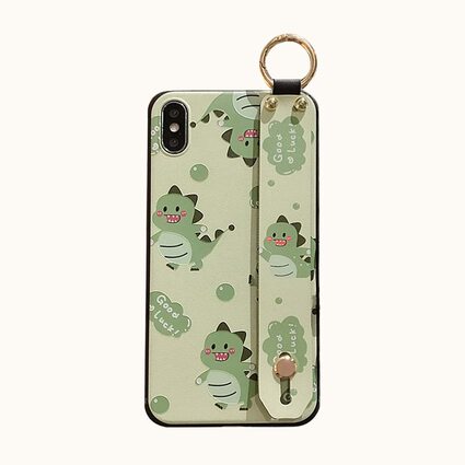 Чехол Динозаврик зеленый с ремешком IPhone 12