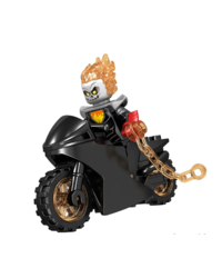 Фигурка Lepin Призрачный гонщик на черном мотоцикле с цепью (Ghost Rider)
