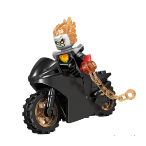 Фигурка Lepin Призрачный гонщик на черном мотоцикле с цепью (Ghost Rider)
