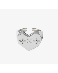Кольцо Сердечко TXT серебряное (безразмерное)