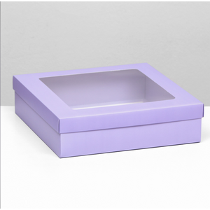 Подарочная коробка Фиолетовая с окном 30х20х9