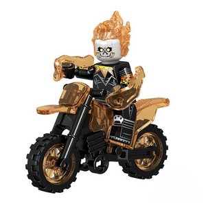 Фигурка Lepin Призрачный Гонщик на огненном мотоцикле с пламенем в руках (Ghost Rider on a motorcycle)