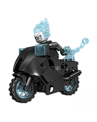 Фигурка Lepin Призрачный Гонщик с голубым пламенем на мотоцикле с цепью (Ghost Rider on a motorcycle)