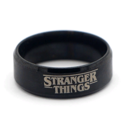 Кольцо Очень странные дела (Stranger Things) черное размер 8