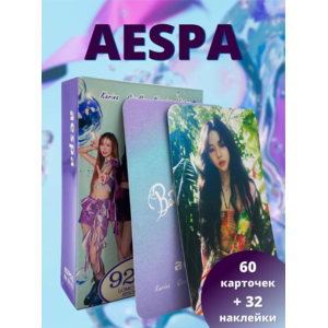 Набор карточек Aespa (60 шт.) + наклейки (32 шт.)