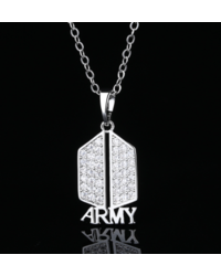 Кулон Army: BTS лого со стразами серебряный