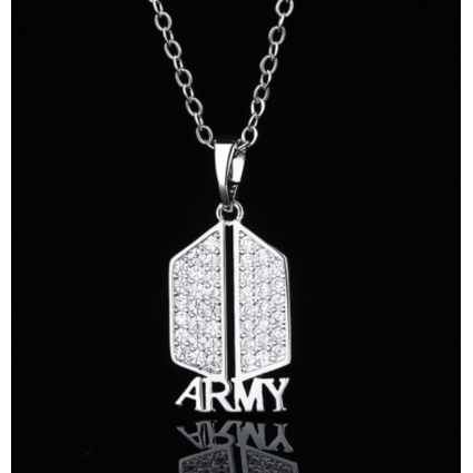 Кулон Army: BTS лого со стразами серебряный