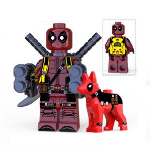 Фигурка Lepin Дэдпул в рюкзаке пикачу с собакой (Deadpool with a dog)