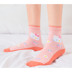 Носки Hello Kitty c клубникой розовые высокие (36-41)