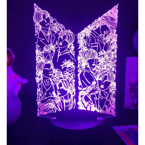 Светильник BTS лого участники с цветами 3D