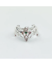 Кольцо Улькиорра: Блич (Ulquiorra: Bleach) с зеленым стразом серебряное (безразмерное)