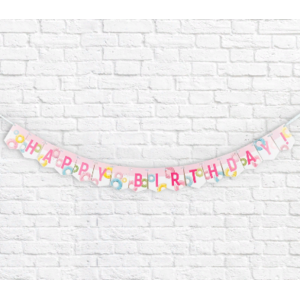 Флажки для праздника Пончики "Happy Birthday" мини