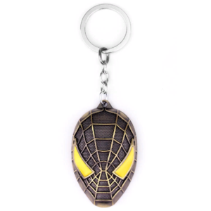 Брелок Маска Человека Паука (Spider-Man) золотой металлический