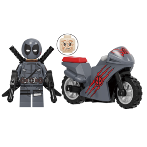 Фигурка Lepin Дэдпул на сером мотоцикле (Deadpool)