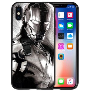 Чехол Железный Человек черно-белый iPhone XR