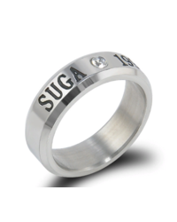 Кольцо Шуга: БТС (Suga: BTS) со стразом серебряное