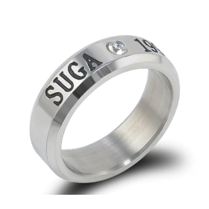 Кольцо Шуга: БТС (Suga: BTS) со стразом серебряное