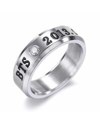 Кольцо БТС (BTS) со стразом серебряное