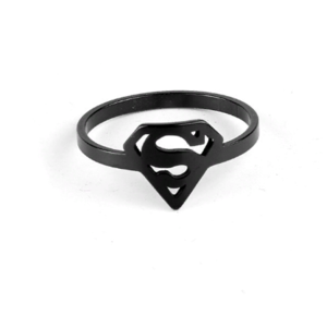 Кольцо Супермен объемное черное размер 8