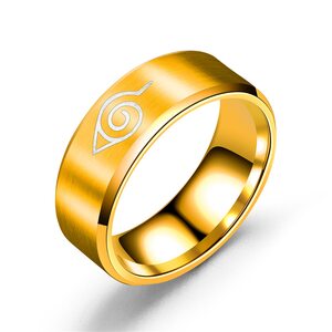 Кольцо Знак Деревни Скрытого Листа золотое размер 9