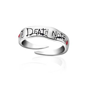 Кольцо Тетрадь смерти (Death Note) со стразом серебряное (безразмерное)