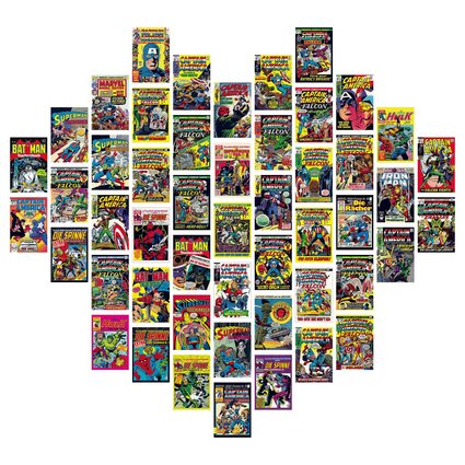 Набор интерьерных карточек Обложки комиксов - Ретро открытки двухсторонние (15x10см) 50 шт.