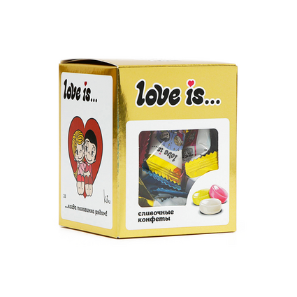 Коробочка Love is со сливочными конфетами Микс вкусов 105 гр.