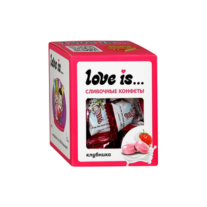 Коробочка Love is со сливочными конфетами со вкусом клубники 105 гр.