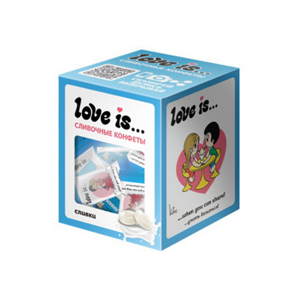 Коробочка Love is со сливочными конфетами со вкусом сливок 105 гр.